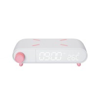 Automatic Calender Sweep Movement Bed side Radio Alarm Clock Shaker with Charger for Living RoomBedroom Office